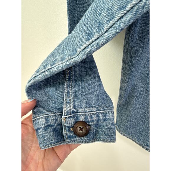Oshkosh Bgosh Button Up Long Sleeve Denim Shirt Sz 14A Girls Shacket Heavyweight - Picture 4 of 8